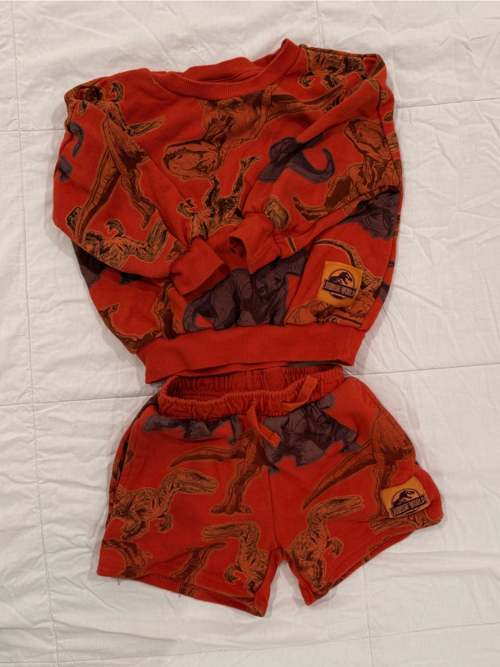 Toddler Red Jurassic Park Sweatshirt and Shorts Set